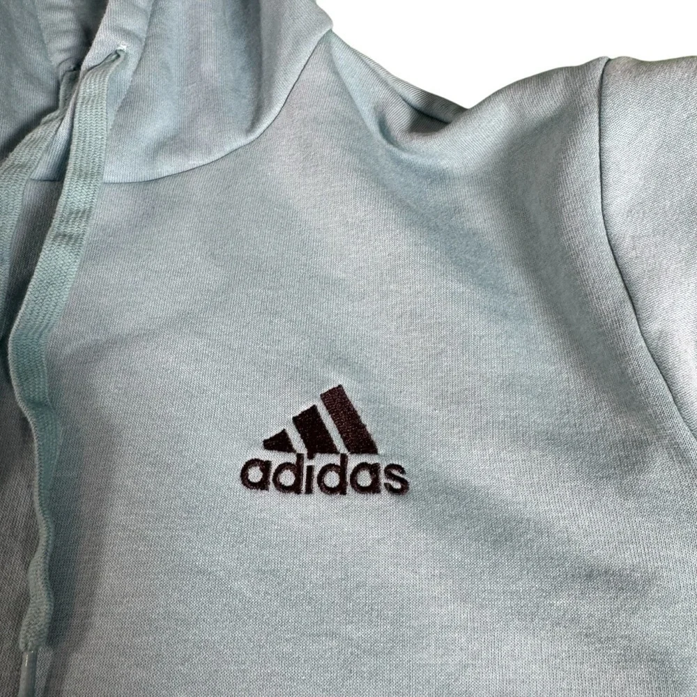Adidas Essentials Hoodie Sweatshirt Solid Blue Men's Adult Size Small